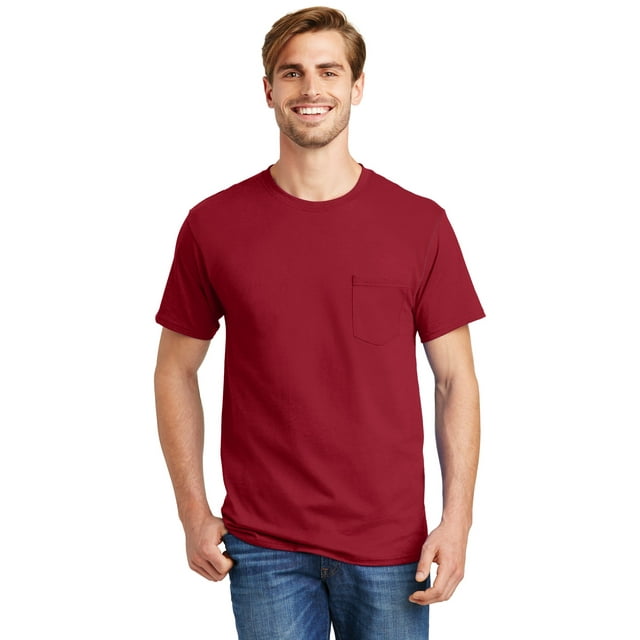 Hanes® - Camiseta auténtica 100% algodón con bolsillo. 5590 hanes 5590