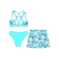 thumbnail image 4 of iEFiEL Girls 3Pcs Swimwear Strappy Back Crop Top Tankini Set with Skirt for Beach Pool Bathing Swimming Light Green 16, 4 of 7