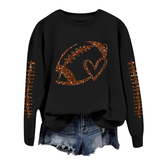 Football Sweatshirts for Women Game Day Season Graphic Long Sleeve Crewneck Pullover Tops 2025 Fall Casual Loose Fit Shirts
