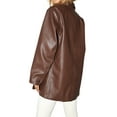 thumbnail image 6 of Women Faux Leather PU Jackets Turndown Collar Oversized Blazer Coats Motor Bike Loose Fit Pockets Outwear, 6 of 8