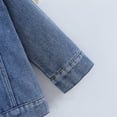 thumbnail image 6 of Toddler Baby Boy Girl Jacket Big Lil Sister/Brother Letter Embroidery Jean Long Sleeve Cardigan Button Denim Coat, 6 of 8