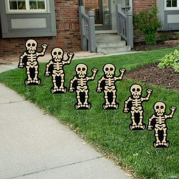 Halloween Skeleton Sidewalk Signs, Halloween, Party Decor, 6 Pieces