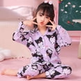 thumbnail image 1 of Conjuntos de pijamas Kuromi para niñas con estampado de dibujos animados estilo kawaii, cómodos y suaves conjuntos de ropa de casa, ropa de noche duradera a la moda para otoño e invierno, 1 of 2