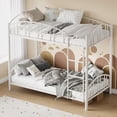 thumbnail image 2 of Bingirl White Metal Twin - Over - Twin Bunk Bed: Heavy - Duty Frame with Arched Guardrail and Safety Ladder for , Space - Saving, No Box Spring Needed, 2 of 5