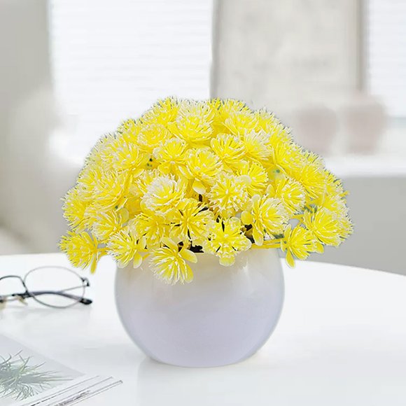 Artificial Potted Flower Bonsai | Decorative Fake Plant for Desktop | Plastic Greenery Ball | Home Christmas Decoration Accent | Realistic No-Fade | 1 Piece | 12x12x12cm | Multiple Colors
