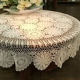 thumbnail image 3 of Beige Round Handmade Crochet Tablecloth Cotton Lace Table Doilies, 3 of 5