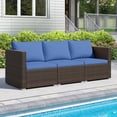 thumbnail image 1 of Costway 3PCS Patio Sectional Sofa Set with Right Arm Sofa & Left Arm Sofa, Soft Cushions Navy + Mix Brown, 1 of 10