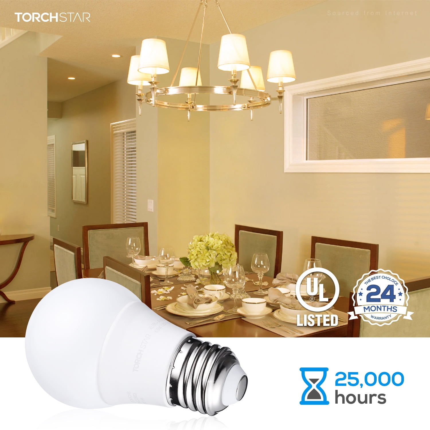 TORCHSTAR LED Refrigerator Light Bulb, 40W Equivalent, A15 Appliance Fridge Bulbs, Dimmable, 5.5W, 3000K Warm White, E26 Medium Base Freezer Bulb, Pack of 6