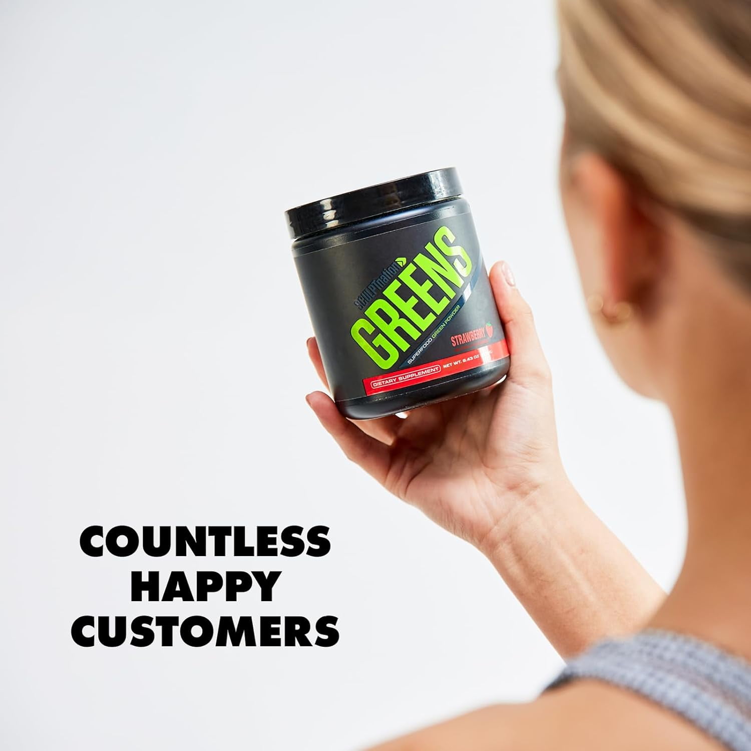 Sculpt Nation Greens Powder Superfood Blend Strawberry Flavor with Collagen 30 Servings 8.4305 Ounce