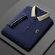 thumbnail image 5 of Camisa de manga corta para hombre, sudadera informal con solapa y manga corta, moda de verano Azul Real 3XL, 5 of 9