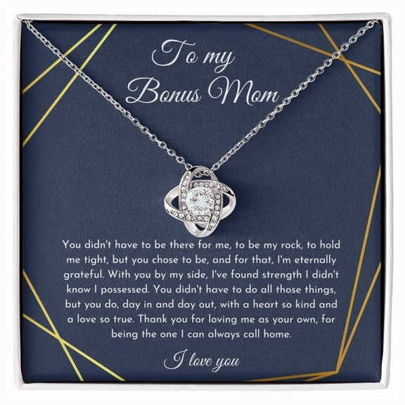 To My Bonus Mom Necklace, Step Mom Gift Love Knot Necklace Standard Box