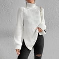 thumbnail image 4 of Long Sleeve Turtleneck Sweater Women Winter Pullover Polyester Knit Top Loose Fit Cable Weaving Comfortable Winterwear, 4 of 9