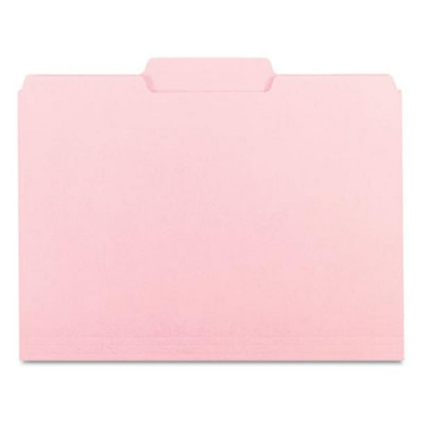 Interior File Folders 1/3 Cut Top Tab Letter Pink 100/Box