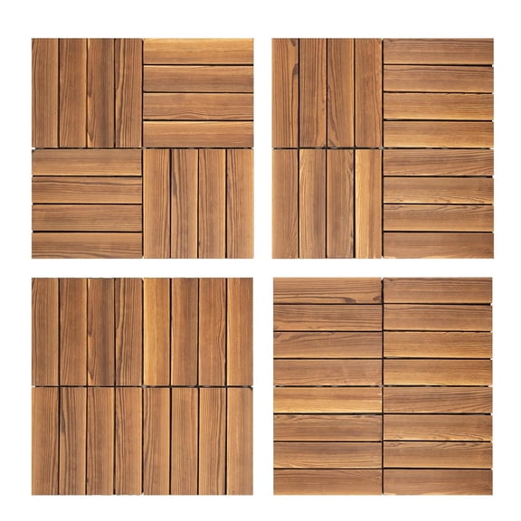 36 PCS Wood Floor Tiles Wood Deck Tiles with 32 Support Points, Plank for Patio Composite Deck Flooring for Living Room Garden Swimming Pool