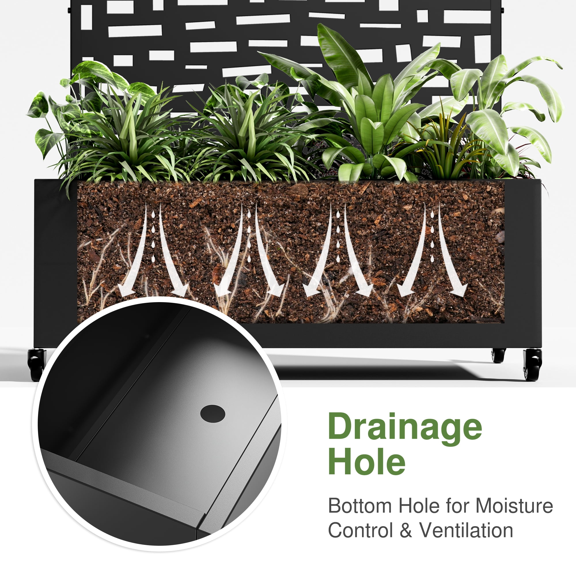 MAYEERTY 72"x35" Outdoor Arched Planter Box with Trellises, Metal Raise Garden Beds for Vine Climbing Plants