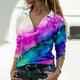 thumbnail image 2 of Tops de Mujer Elegante Blusa Casual Camisas de Manga Larga Otoño de Moda Cuello en V Estampado Floral Pullover Top Odeerbi ODB170485, 2 of 5