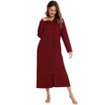 thumbnail image 7 of Women Long House Coat Zipper Front Robes Full Length Nightgowns with Pockets Hooded Loungewear, 7 of 7