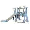 Naiflowers Toddler Slide and Swing Set 4 In 1 Toddler Toys Indoor/Outdoor Baby Climbing Toys Baby Slides Toys with Swing Basketball Hoop for Kids Infants Backyard,Blue