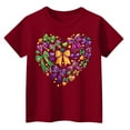 thumbnail image 3 of CCRFTGI Mardi Gras Shirt for Kids Girls 10-12 Funny Coquette Bow Heart Shirts Trendy Beads T-Shirt Holiday Crewneck Carnival T-Shirt Wine 3-4 Years, 3 of 3