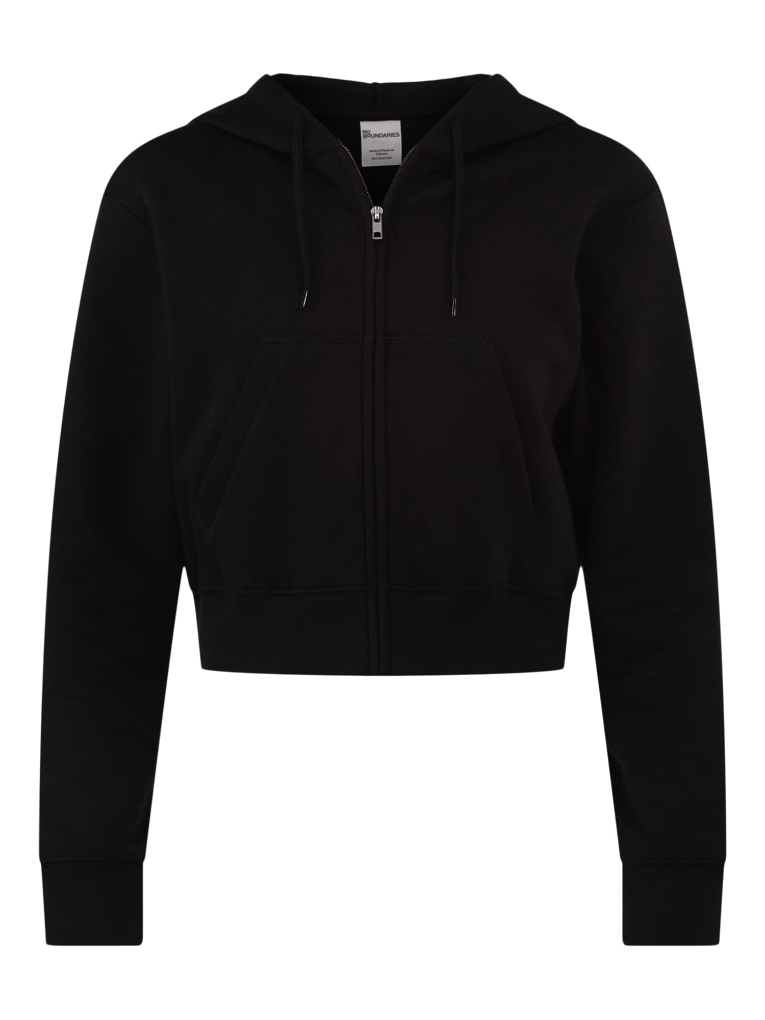 No Boundaries Cropped Fleece Zip Hoodie, Women’s