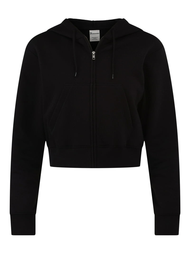 No Boundaries Cropped Fleece Zip Hoodie, Women's - Walmart.com