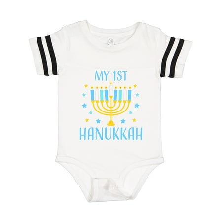 

Inktastic My 1st Hanukkah with Menorah and Stars Gift Baby Boy or Baby Girl Bodysuit