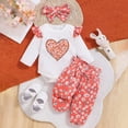 thumbnail image 2 of masbird Infant Newborn Baby Girl Clothes Outfits Ruffled Long Sleeve Romper Pants Set Headband Toddler Clothing 3Pcs,White,12-18 M, 2 of 8