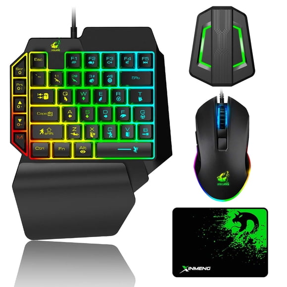 Gaming Keyboard and Mouse Combo, Wired 39 Keys Mechanical Feeling Rainbow LED Backlit Keyboard and RGB Gaming Mouse and LED Backlit Converter Compatible with PS4/Xbox On