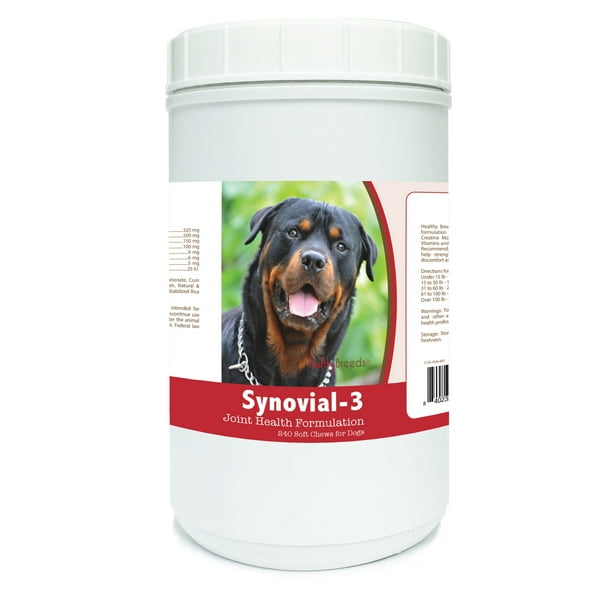 Healthy Breeds Synovial 3 Dog Hip And Joint Supplement For Rottweiler Glucosamine Omega 3 Vitamin C E Support 240 Soft Chew Treats Walmart Com Walmart Com