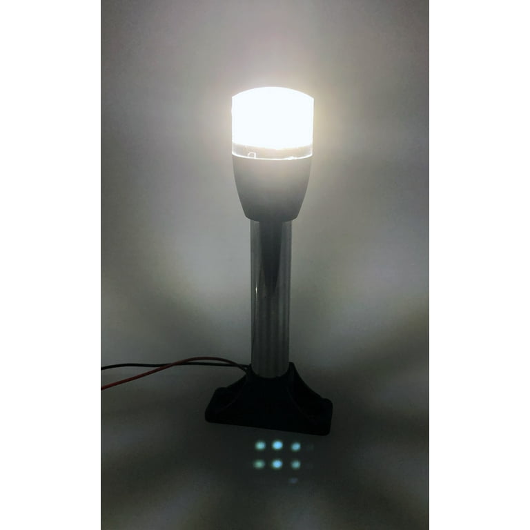 Pactrade Marine LED Blanco Redondo, Luz De Popa, Luz De Anclaje, Luz De Poste LED De Navegación De Barco Con Poste Estándar De 22 Pulgadas Con Base Fija Extraíble De 2 - Foto 3