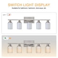 thumbnail image 5 of Melucee Modern Bathroom Light Fixtures, 5 Light Vanity Lights, Brushed Nickel Wall Lamp with White Glass for Bathroom, 5 of 6