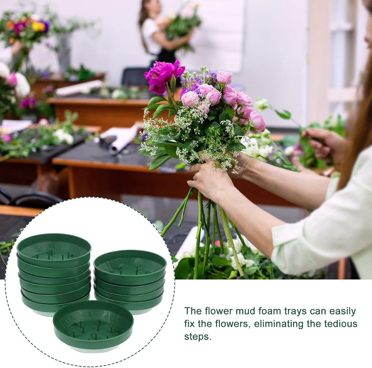 ABPETE 10pcs Floral Foam Bowls, Arrangements Centerpiece Foam Tray Florist Supplies for Party Wedding Fresh Artificial Flowers