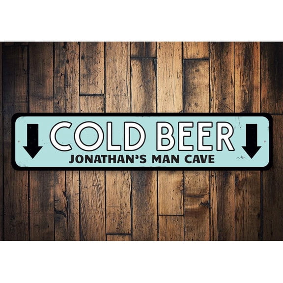 Cold Beer Arrows Novelty Sign, Metal Wall Decor - 4x18 inches