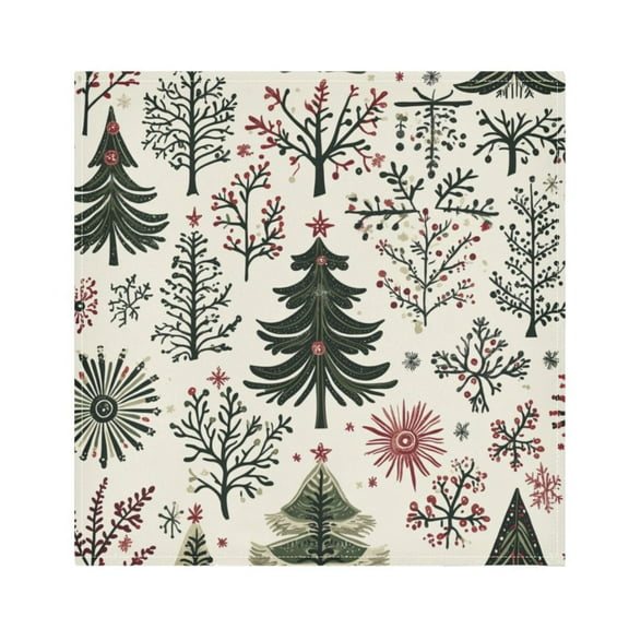 Qxltty Christmas Folk Art Pattern Napkins 20×20in Perfect for Parties Dinners Weddings Cocktail Housewarming Cloth Napkins Set of 6