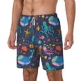 thumbnail image 2 of Uemuo Marine Inhabitants Pattern Mens Swim Trunks Quick Dry Board Shorts with Mesh Lining, Stretch Beach Shorts Quick Dry No-Chafing Board Shorts-XX-Large, 2 of 9