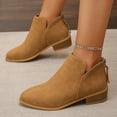 thumbnail image 4 of Mepaouo Women's Ankle Boots Closed Toe Suede Western Short Booties Stacked Heel Walking Dressy Shoes, 4 of 8