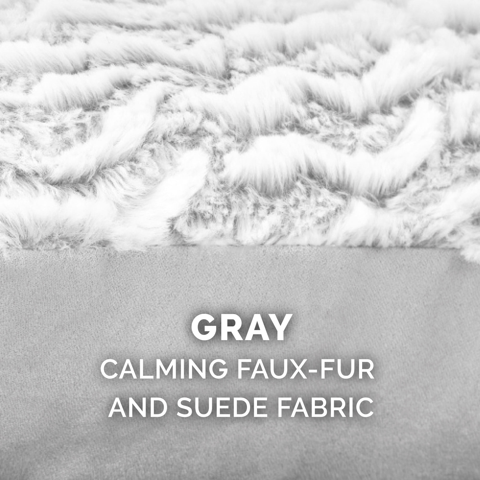 FurHaven Embossed Faux Fur & Suede Orthopedic Deluxe L-Chaise Pet Bed for Dogs & Cats - Gray, Jumbo Plus