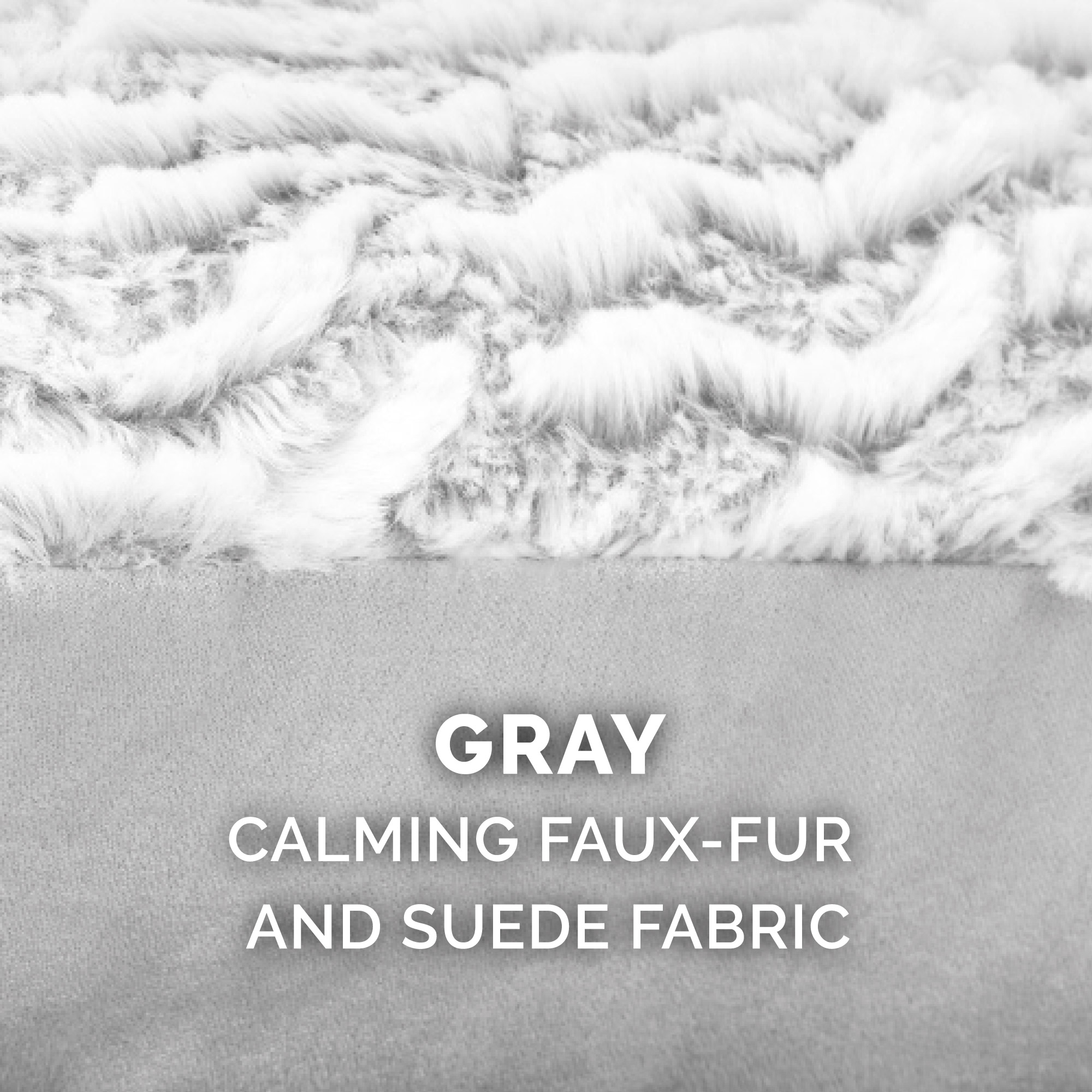 FurHaven Embossed Faux Fur & Suede Orthopedic L-Chaise Pet Bed, Gray, Large photo 4