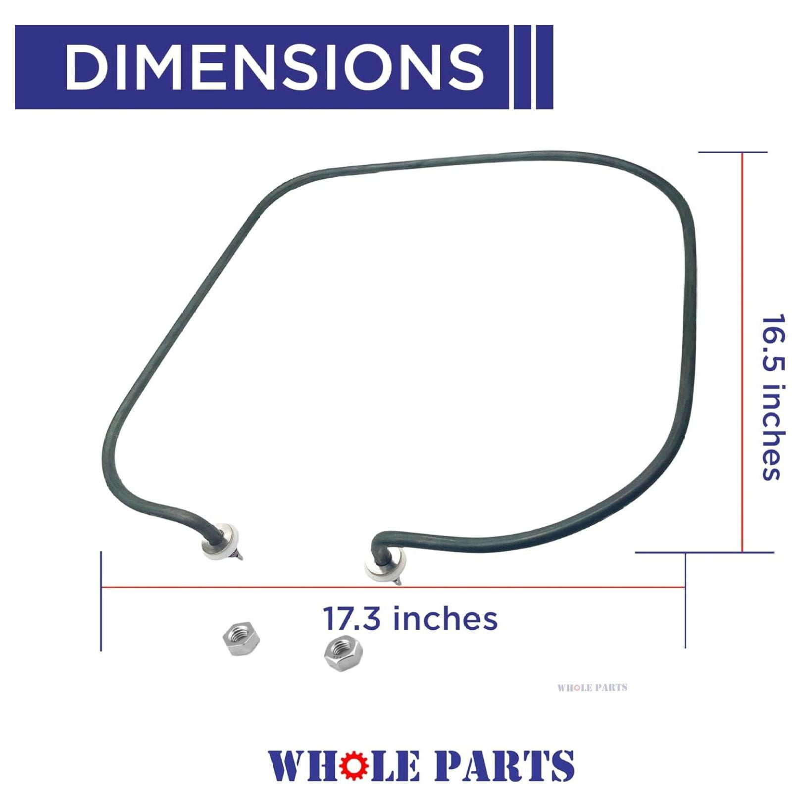 Upgraded Dishwasher Heating Element Assembly (Fasten Nut On the Thread) Part # WD05X10005 - Replacement & Compatible With Some Dishwashers - 2 Yr Warranty