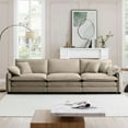thumbnail image 5 of Modern Mid-Century 3-Seater Sectional Sofa with Tan Corduroy Fabric (220×80×75cm), 5 of 14