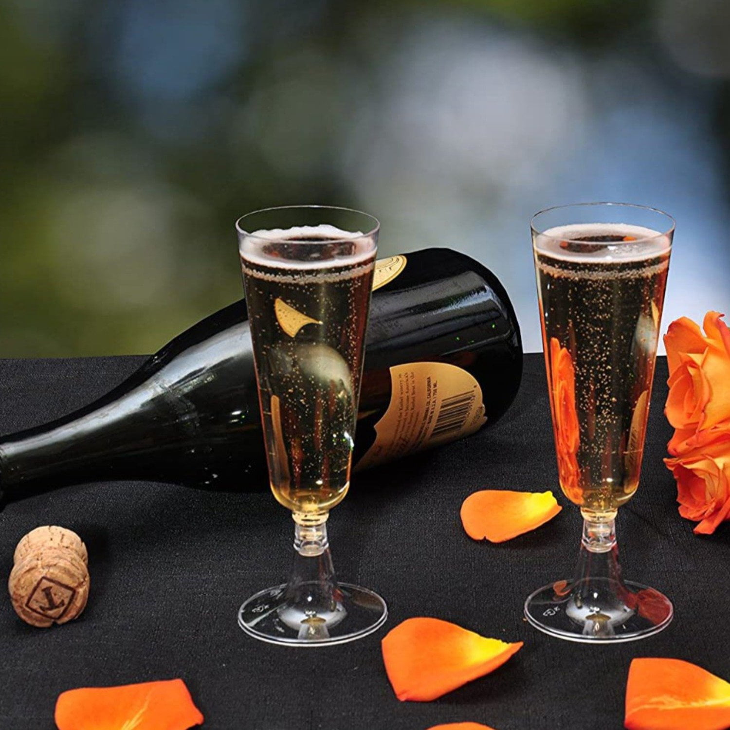 VeZee's Hanna K. Signature 5oz Disposable Heavyweight Clear Plastic Champagne Flute for Elegant Parties, Weddings & All Occasions:40 Flute