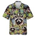 thumbnail image 4 of Camisas de mapache kawaii para hombre, blusas de playa con estampado 3D de animales lindos, blusas casuales de manga corta con solapa y botones para vacaciones, 4 of 4