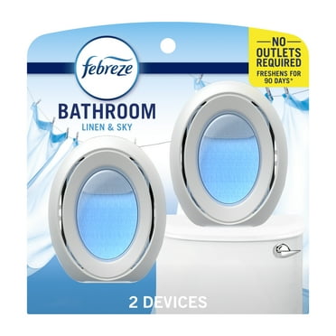Febreze Bathroom Small Spaces Air Freshener, Odor-Fighting, Linen & Sky, 2 Count