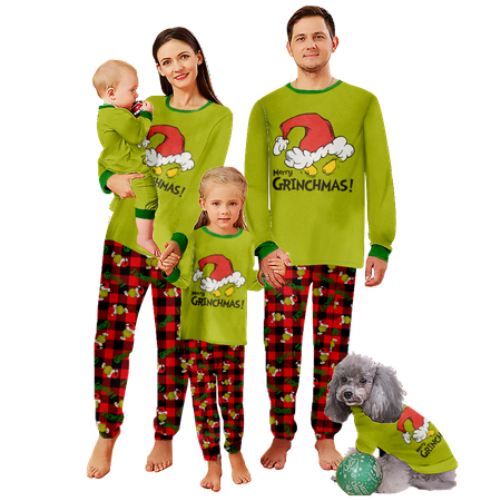 

Family Matching Christmas Pajamas Sleepwear Set Christmas Printed Sizes for Adult-Kids-Baby-Pet 2-Piece Top and Pants Bodysuits Clothes Pajamas Set