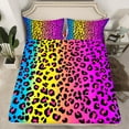 thumbnail image 2 of Manfei Colorful Leopard Print Queen Sheet Sets,Jungle Animal Cheetah Flat Sheet,Pink Purple Yellow Blue Queen Fitted Sheet For Girls,Microfiber Bedroom Decor,4pcs, 2 of 7