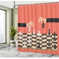 thumbnail image 4 of Ambesonne Board Game Shower Curtain, Cartoon Chess 2 Hands, 69"Wx70"L, Coral Black, 4 of 4