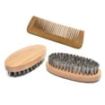 thumbnail image 3 of Awwp Clearance Sale Hair Care Wood Hair Men Hard Round Mustache and Comb Brush Boar Beard Hair Care, 1X Beard Brush, 1X Comb Polyester Hair Care Net Brown, 3 of 5