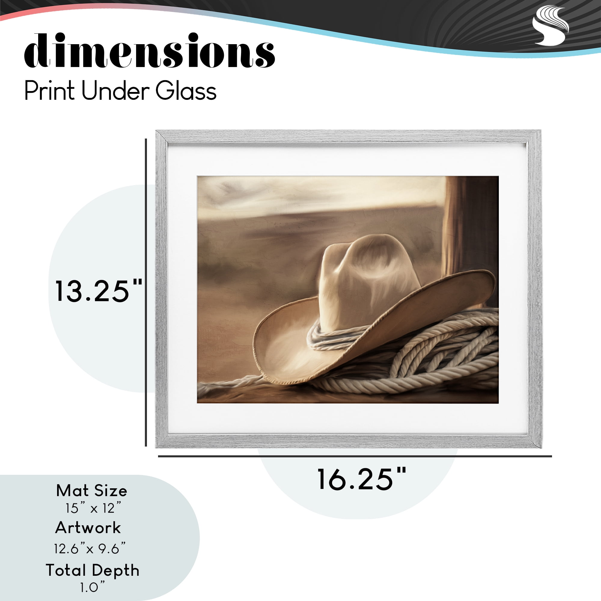 Stupell Industries White Cowboy Hat Gray Framed Print Under Glass, design by Kim Allen