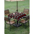 thumbnail image 4 of Outdoor Tablecloth with Umbrella Hole for Patio/Picnic/Party/Camping, Red Grey Striped Waterproof Table Cloth Square Cover Washable, Modern Abstract Geometric Stripes (60"x 60"), 4 of 8