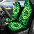 thumbnail image 2 of Uorisanigo Green Tie Dye Car Seat Covers Full Set 14 Pcs Auto Steering Wheel Cover and Cars Headrest Cover and Console Cover and Water Cup Pad Cars Seat Belt Cover Elastic Soft for Car SUV, 2 of 4